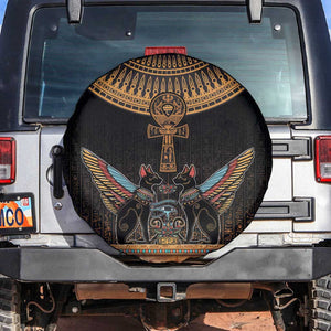 Winged Egypt Cats Spare Tire Cover Hieroglyphs Alphabet Pattern
