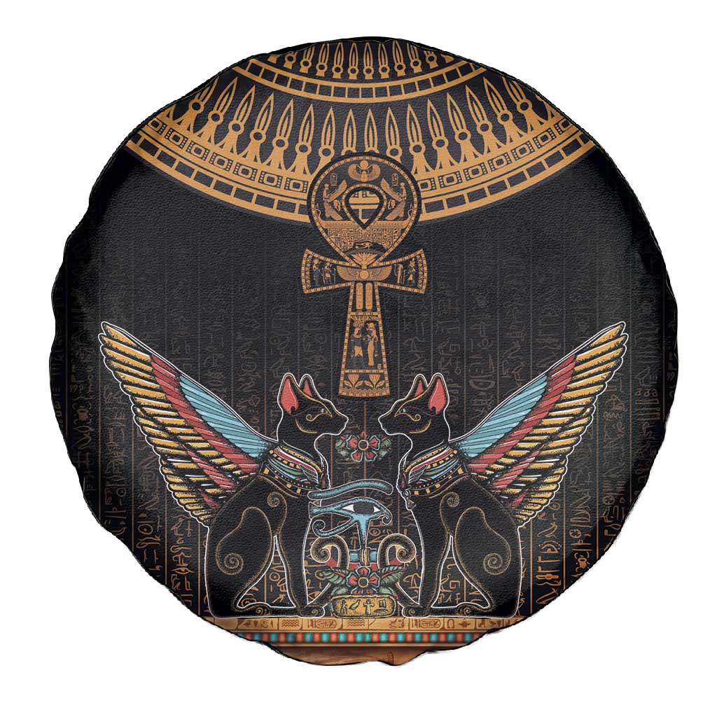 Winged Egypt Cats Spare Tire Cover Hieroglyphs Alphabet Pattern