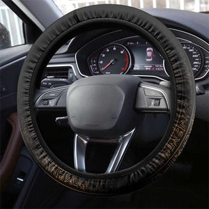 Winged Egypt Cats Steering Wheel Cover Hieroglyphs Alphabet Pattern