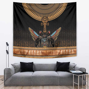 Winged Egypt Cats Tapestry Hieroglyphs Alphabet Pattern