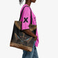 Winged Egypt Cats Tote Bag Hieroglyphs Alphabet Pattern