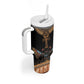 Winged Egypt Cats Tumbler With Handle Hieroglyphs Alphabet Pattern
