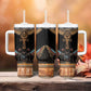 Winged Egypt Cats Tumbler With Handle Hieroglyphs Alphabet Pattern