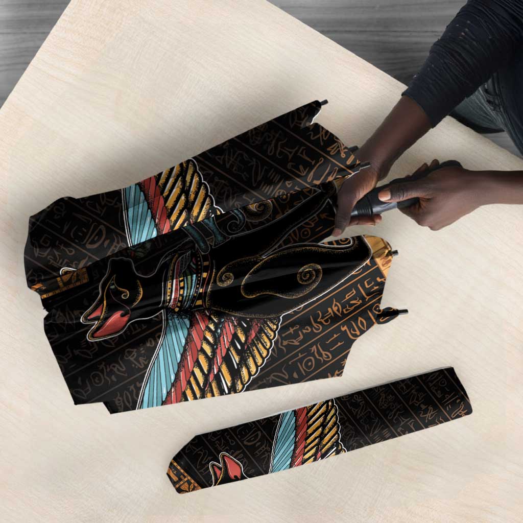 Winged Egypt Cats Umbrella Hieroglyphs Alphabet Pattern