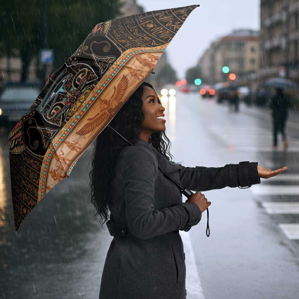 Winged Egypt Cats Umbrella Hieroglyphs Alphabet Pattern