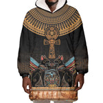 Winged Egypt Cats Wearable Blanket Hoodie Hieroglyphs Alphabet Pattern