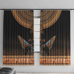 Winged Egypt Cats Window Curtain Hieroglyphs Alphabet Pattern