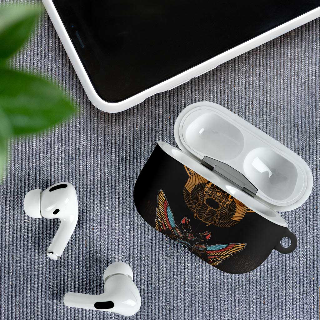Ancient Egypt Scarab Beetle AirPods Case Hieroglyphs Alphabet Pattern