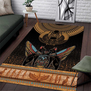 Ancient Egypt Scarab Beetle Area Rug Hieroglyphs Alphabet Pattern