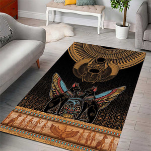 Ancient Egypt Scarab Beetle Area Rug Hieroglyphs Alphabet Pattern