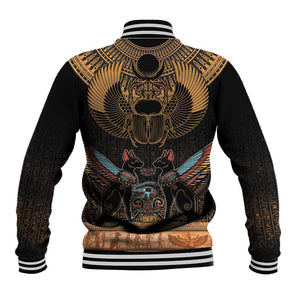 Ancient Egypt Scarab Beetle Baseball Jacket Hieroglyphs Alphabet Pattern