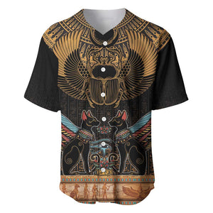 Ancient Egypt Scarab Beetle Baseball Jersey Hieroglyphs Alphabet Pattern