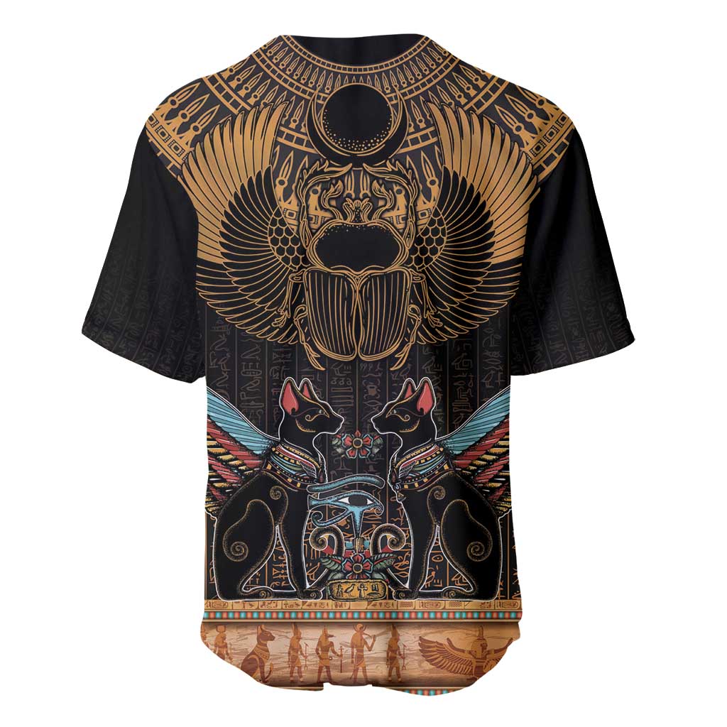 Ancient Egypt Scarab Beetle Baseball Jersey Hieroglyphs Alphabet Pattern