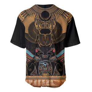 Ancient Egypt Scarab Beetle Baseball Jersey Hieroglyphs Alphabet Pattern