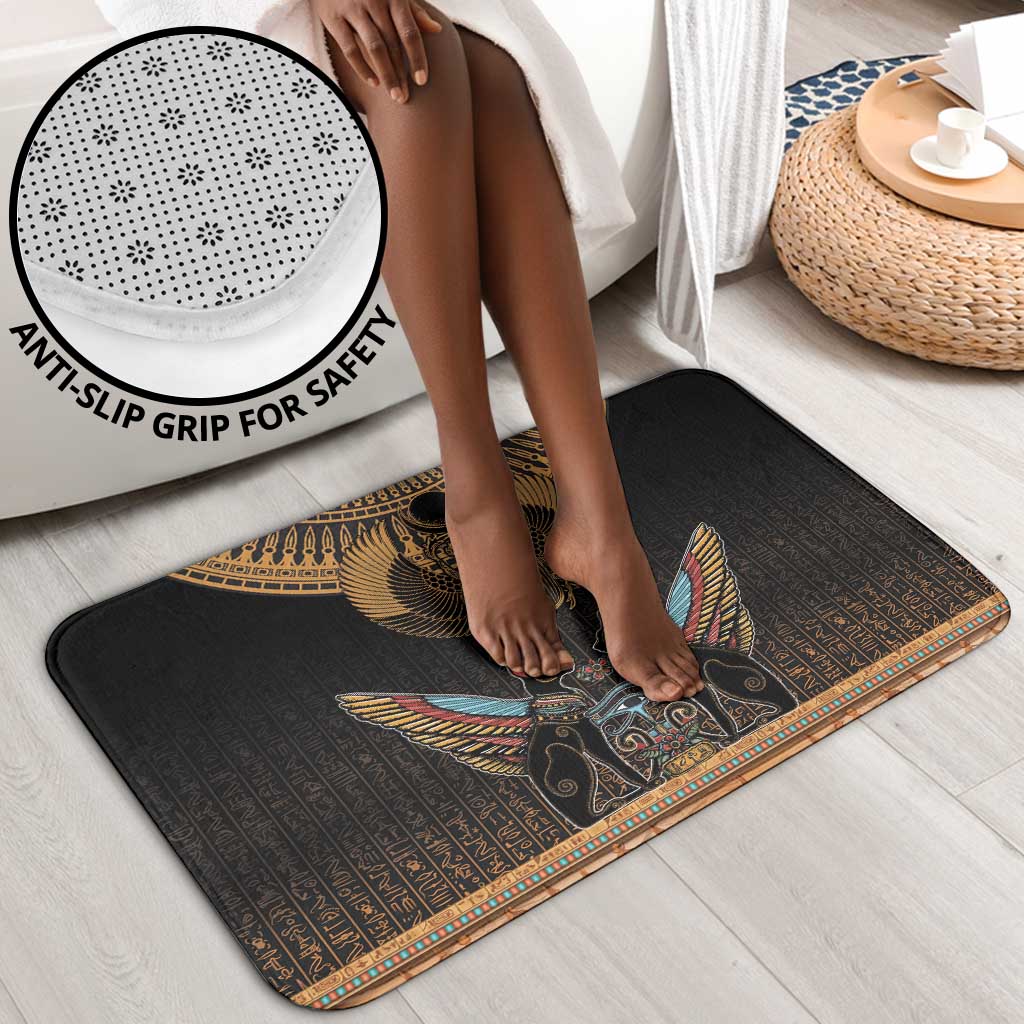 Ancient Egypt Scarab Beetle Bathroom Set Hieroglyphs Alphabet Pattern