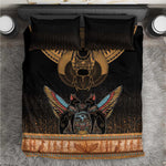 Ancient Egypt Scarab Beetle Bedding Set Hieroglyphs Alphabet Pattern