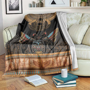 Ancient Egypt Scarab Beetle Blanket Hieroglyphs Alphabet Pattern