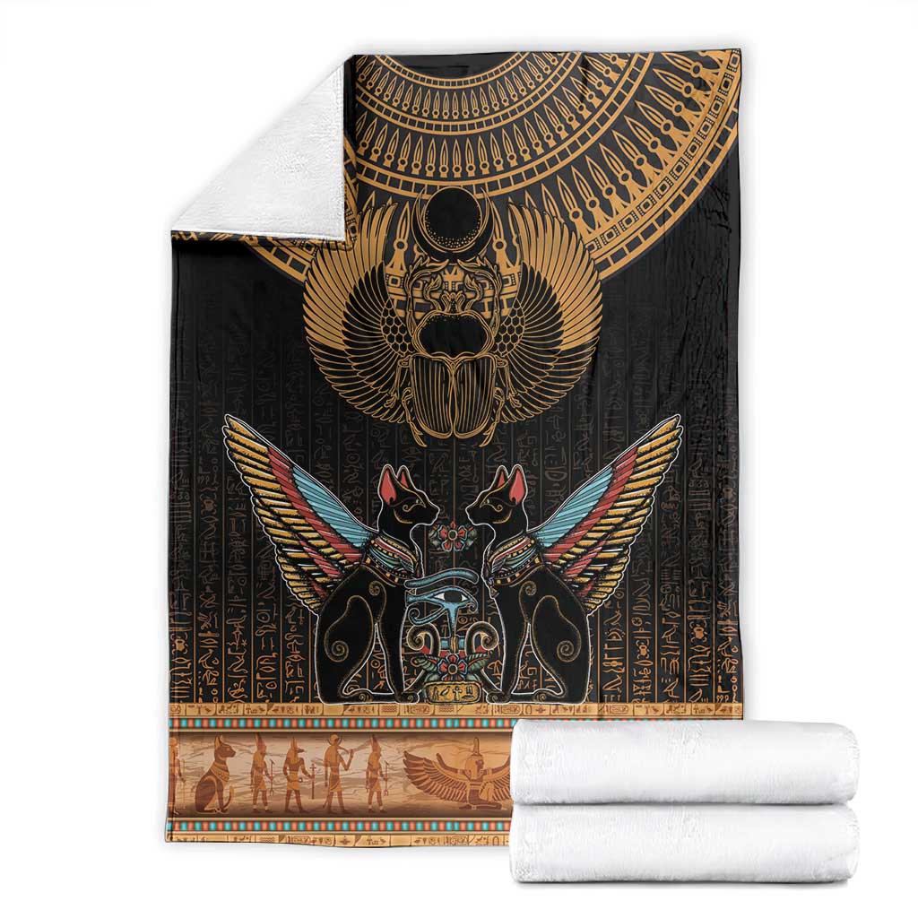 Ancient Egypt Scarab Beetle Blanket Hieroglyphs Alphabet Pattern
