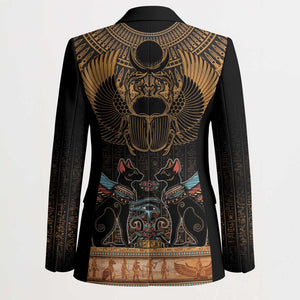 Ancient Egypt Scarab Beetle Blazer Hieroglyphs Alphabet Pattern
