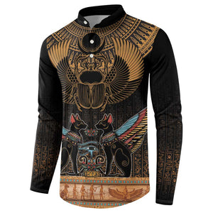 Ancient Egypt Scarab Beetle Button Sweatshirt Hieroglyphs Alphabet Pattern