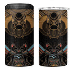 Ancient Egypt Scarab Beetle 4 in 1 Can Cooler Tumbler Hieroglyphs Alphabet Pattern