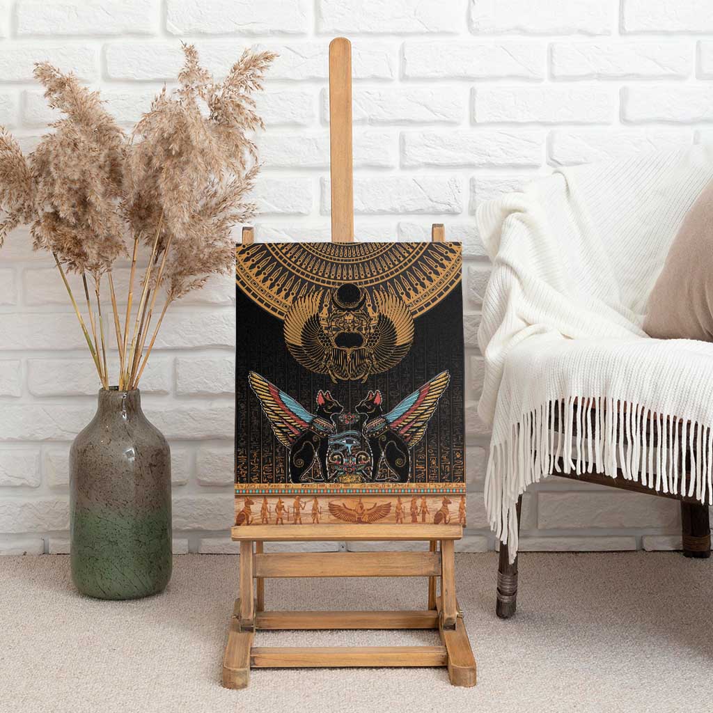 Ancient Egypt Scarab Beetle Canvas Wall Art Hieroglyphs Alphabet Pattern
