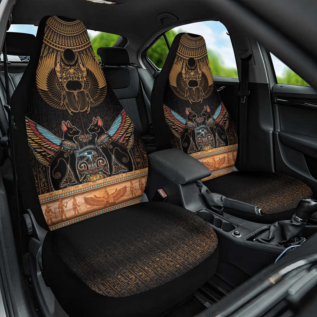 Ancient Egypt Scarab Beetle Car Seat Cover Hieroglyphs Alphabet Pattern