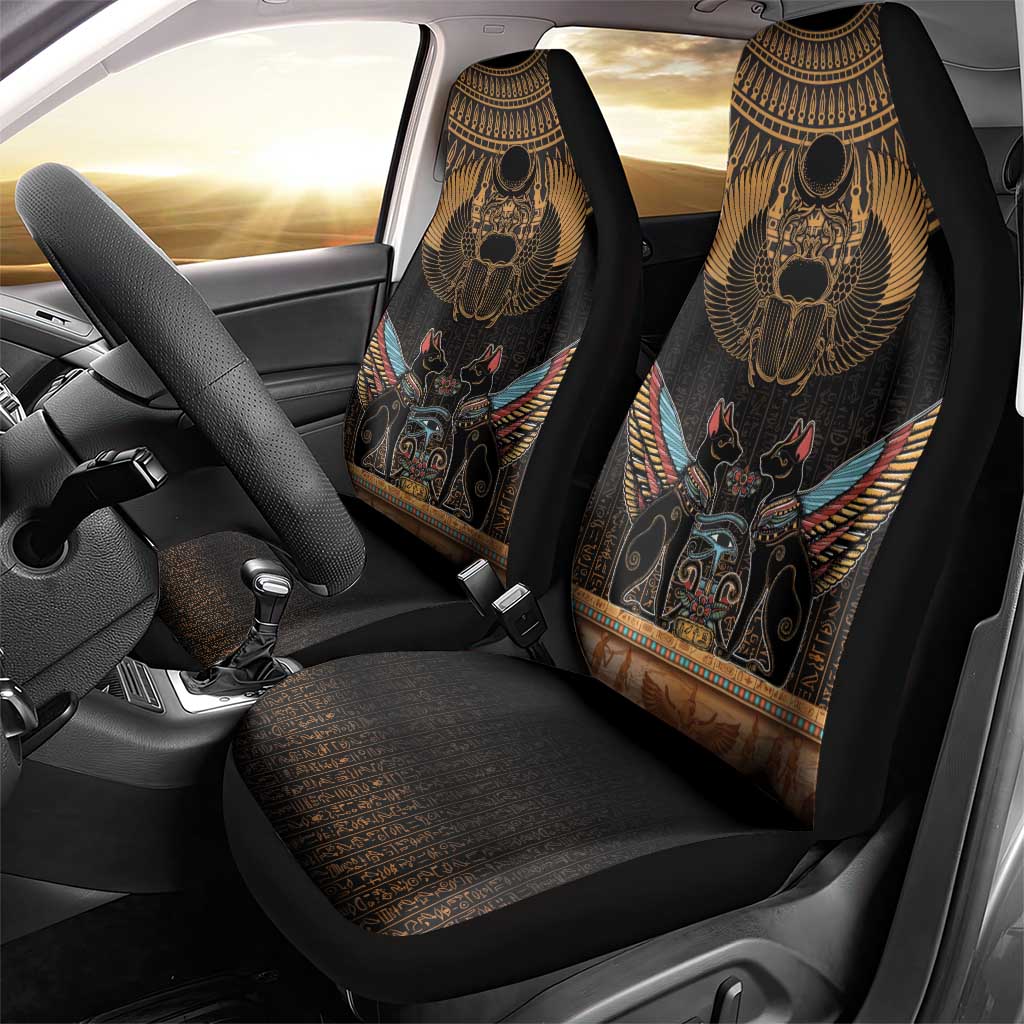 Ancient Egypt Scarab Beetle Car Seat Cover Hieroglyphs Alphabet Pattern