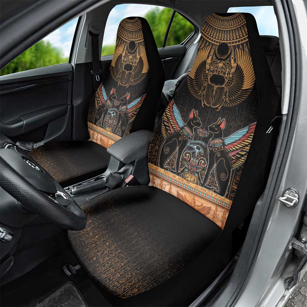 Ancient Egypt Scarab Beetle Car Seat Cover Hieroglyphs Alphabet Pattern