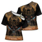 Ancient Egypt Scarab Beetle Cross Shoulder Shirt Hieroglyphs Alphabet Pattern