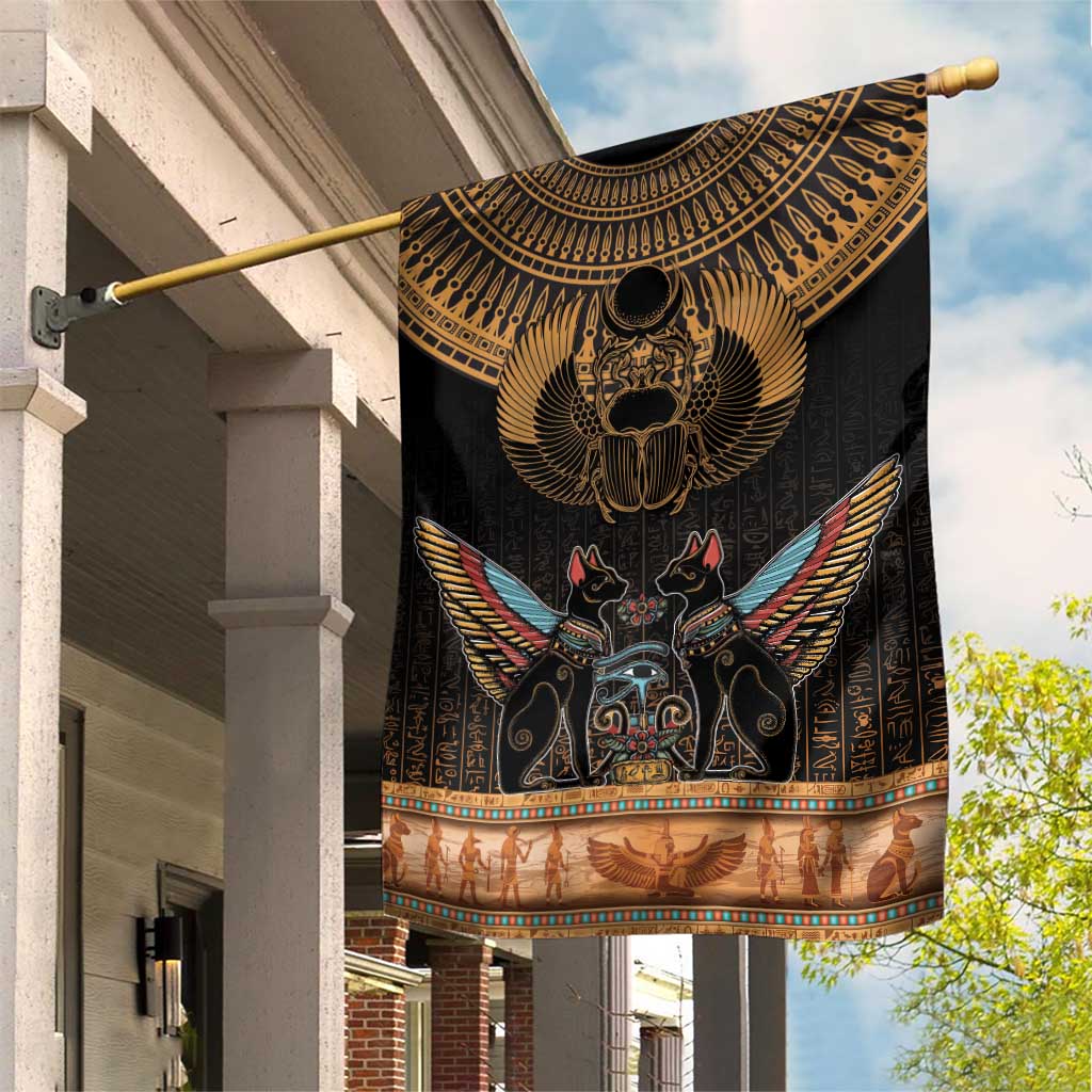 Ancient Egypt Scarab Beetle Garden Flag Hieroglyphs Alphabet Pattern