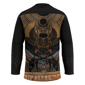 Ancient Egypt Scarab Beetle Hockey Jersey Hieroglyphs Alphabet Pattern