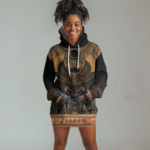 Ancient Egypt Scarab Beetle Hoodie Dress Hieroglyphs Alphabet Pattern