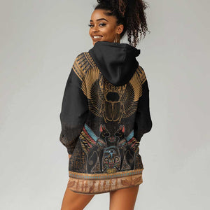 Ancient Egypt Scarab Beetle Hoodie Dress Hieroglyphs Alphabet Pattern