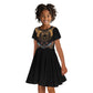 Ancient Egypt Scarab Beetle Kid Short Sleeve Dress Hieroglyphs Alphabet Pattern
