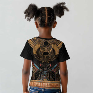 Ancient Egypt Scarab Beetle Kid T shirt Hieroglyphs Alphabet Pattern