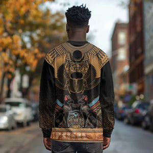 Ancient Egypt Scarab Beetle Long Sleeve Shirt Hieroglyphs Alphabet Pattern
