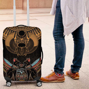 Ancient Egypt Scarab Beetle Luggage Cover Hieroglyphs Alphabet Pattern