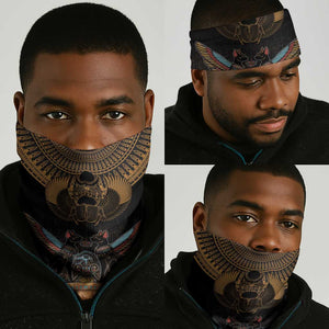 Ancient Egypt Scarab Beetle Neck Gaiter Hieroglyphs Alphabet Pattern - African Pride