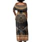 Ancient Egypt Scarab Beetle Off Shoulder Maxi Dress Hieroglyphs Alphabet Pattern