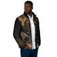 Ancient Egypt Scarab Beetle Padded Jacket Hieroglyphs Alphabet Pattern