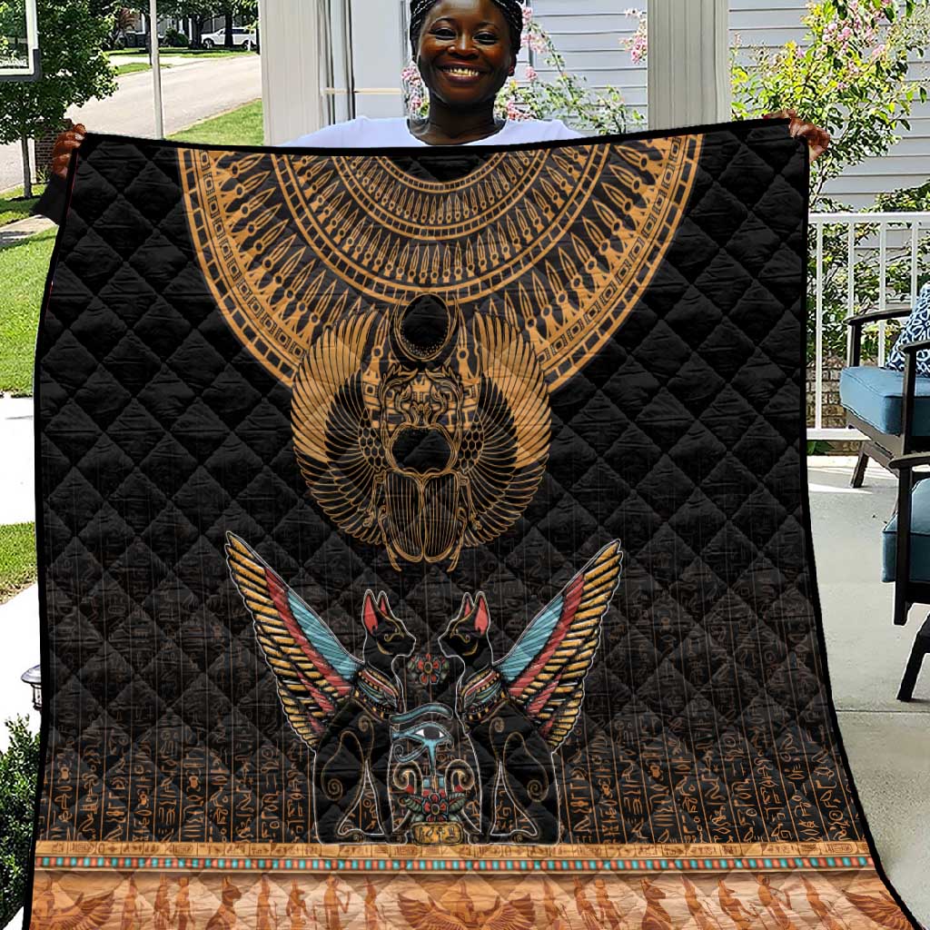 Ancient Egypt Scarab Beetle Quilt Hieroglyphs Alphabet Pattern
