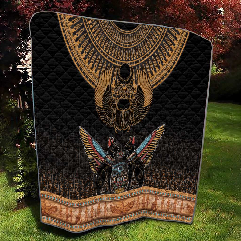 Ancient Egypt Scarab Beetle Quilt Hieroglyphs Alphabet Pattern