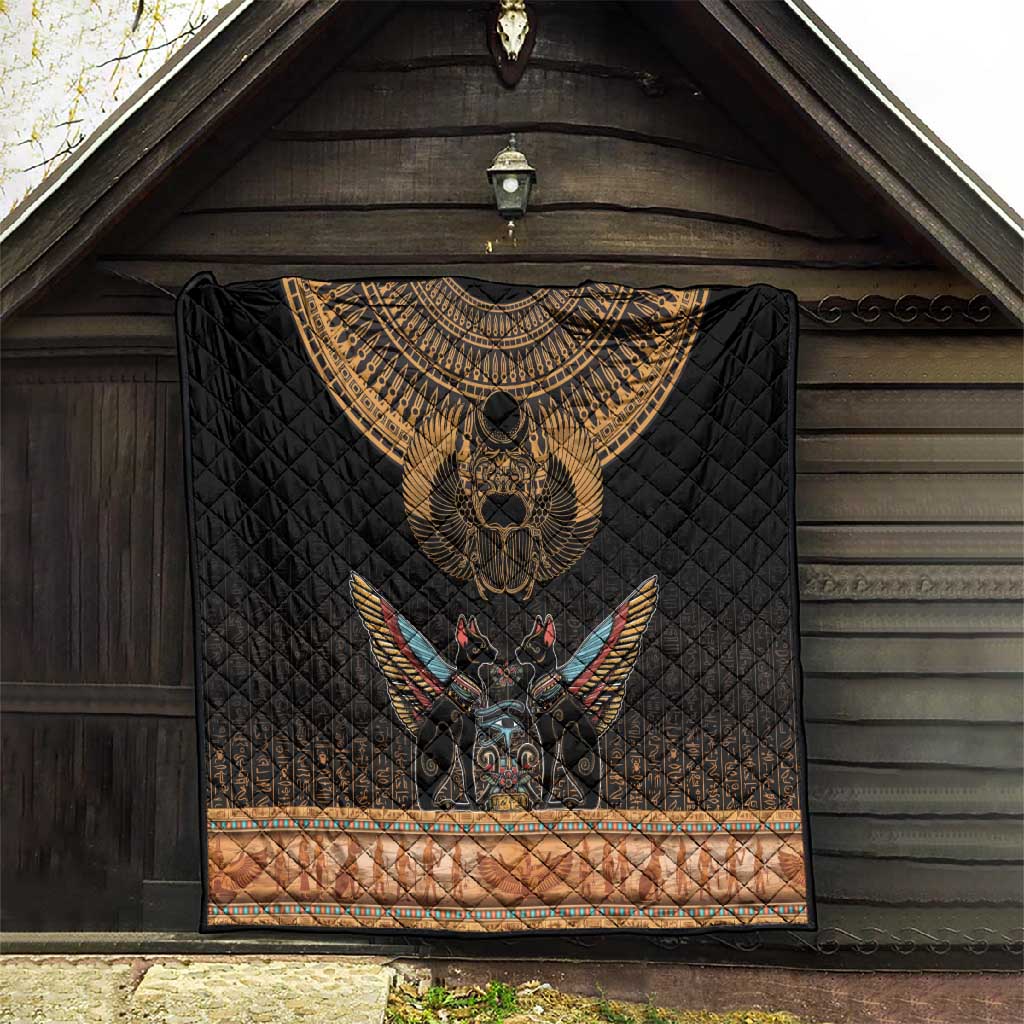 Ancient Egypt Scarab Beetle Quilt Hieroglyphs Alphabet Pattern