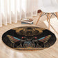Ancient Egypt Scarab Beetle Round Carpet Hieroglyphs Alphabet Pattern