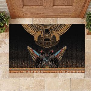 Ancient Egypt Scarab Beetle Rubber Doormat Hieroglyphs Alphabet Pattern