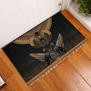 Ancient Egypt Scarab Beetle Rubber Doormat Hieroglyphs Alphabet Pattern