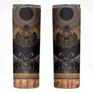 Ancient Egypt Scarab Beetle Skinny Tumbler Hieroglyphs Alphabet Pattern