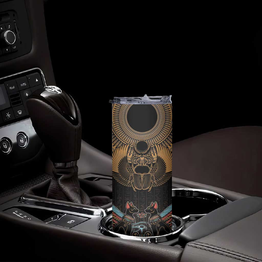 Ancient Egypt Scarab Beetle Skinny Tumbler Hieroglyphs Alphabet Pattern