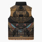 Ancient Egypt Scarab Beetle Sleeveless Puffer Jacket Hieroglyphs Alphabet Pattern